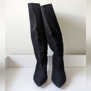 Black Suede Knee High Boots